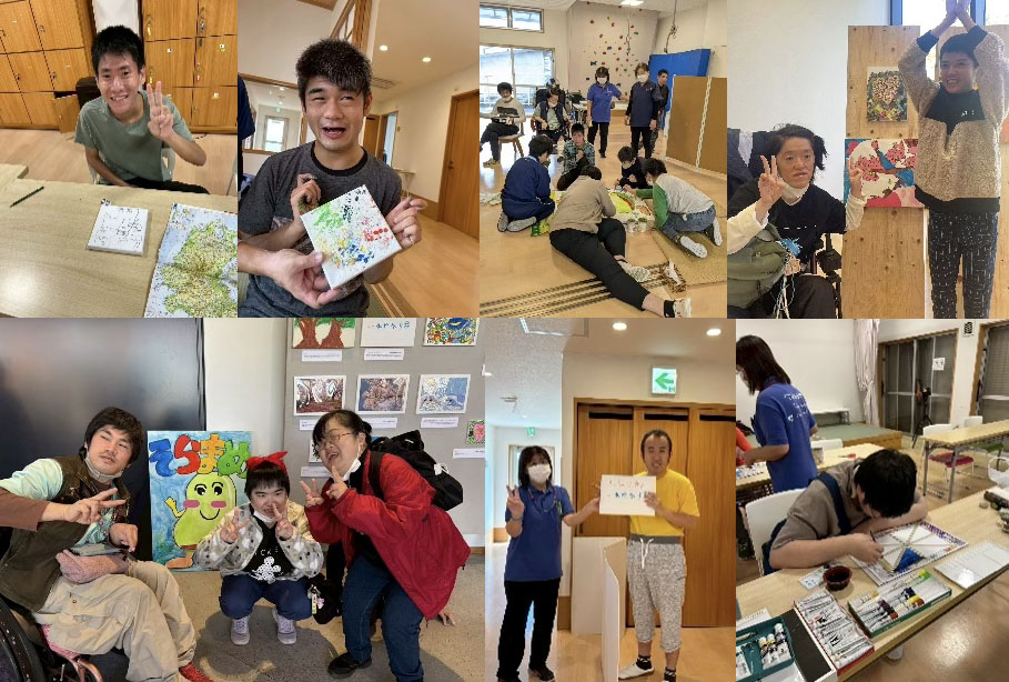 アート作品制作、くすのもりアート展の様子